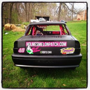 Holmes Melon Patch ad on Byfield Racing Car